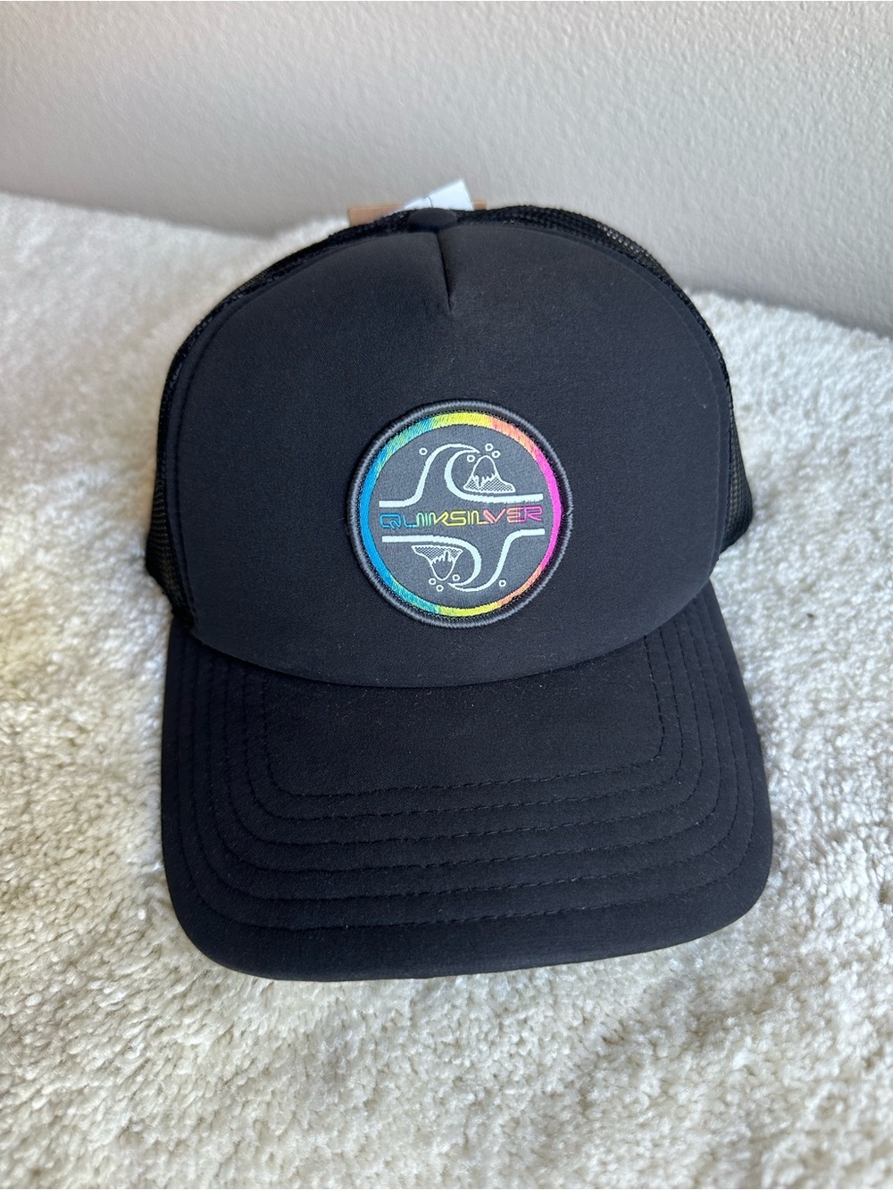 Quiksilver Black Cap with Multicolor Logo Patch nwt